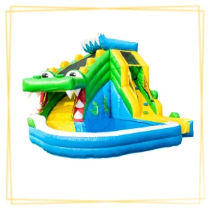 toboggan aquatique enfant crocodile avec bassin gonflable