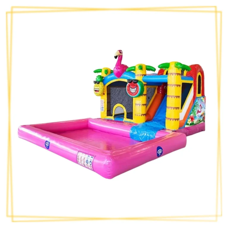 Structure gonflable aquatique Flamant Rose avec bassin pour enfants