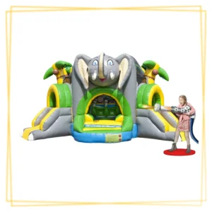 structure gonflable shooter éléphant avec canons à air pour enfants
